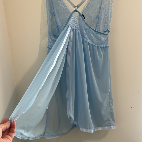 Avidlove Lingerie 2 Pc. Babydoll Strap Chemise Lace V Neck Teddy Sleepwear - Picture 9 of 15